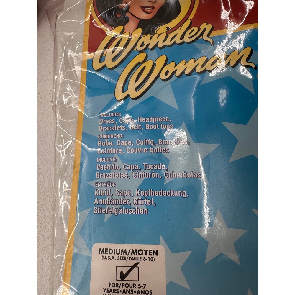 Rubies Wonder Woman Costume Kids Medium 8-10 Red Blue Superhero Dress Up Toy Set - Picture 5 of 16